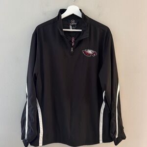 X-Grain Mens Eagles Football Quarter Zip Windbreaker Jacket Black White Size M